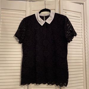 2/$35 Black Lace Blouse 🖤 with a white necktie